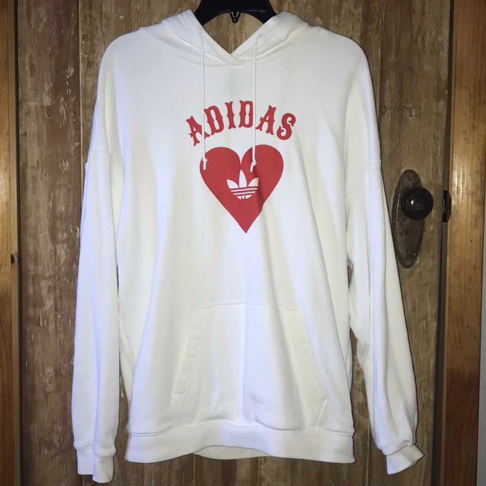 Adidas Leather Red Heart Trefoil Hoodie